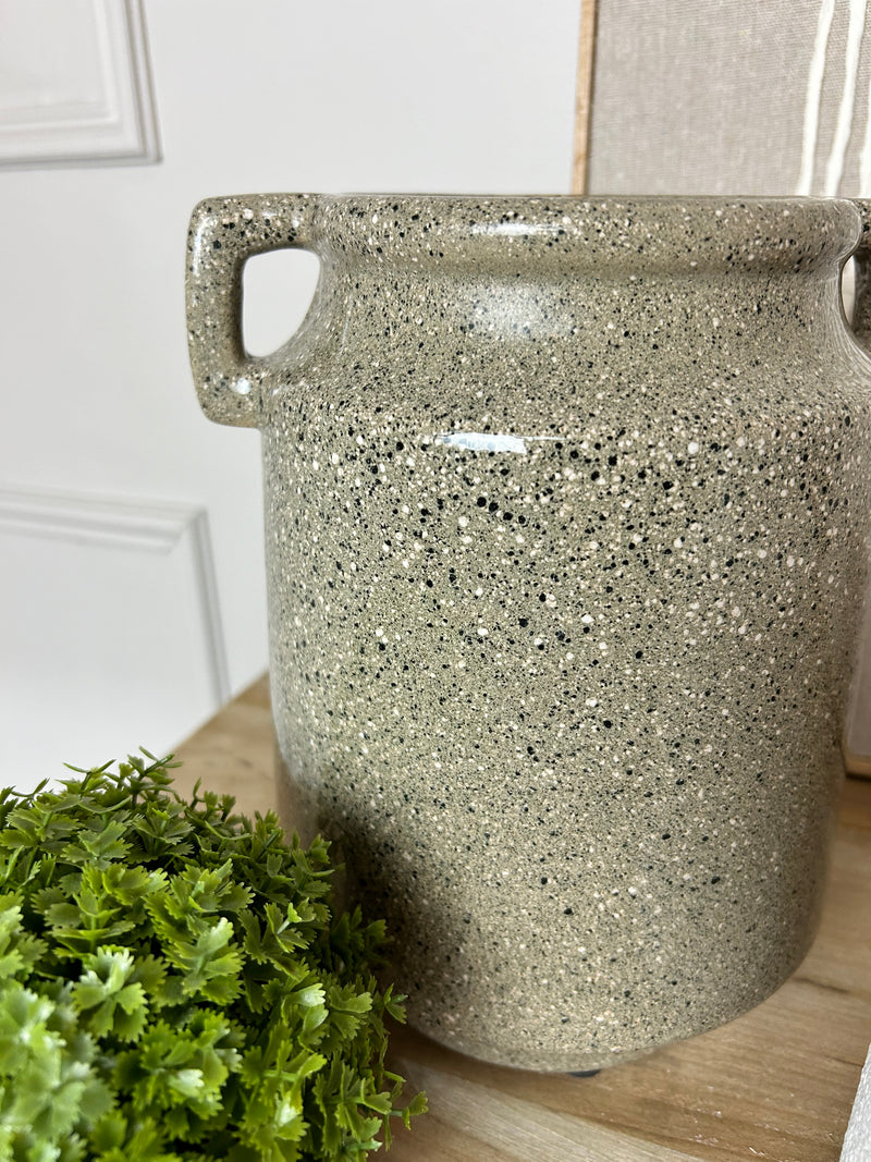 Hemp vase reactive glaze double handle vase