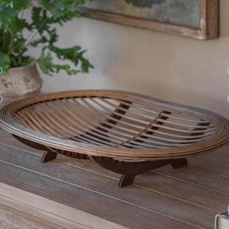 Brown wood shaped bowl tray