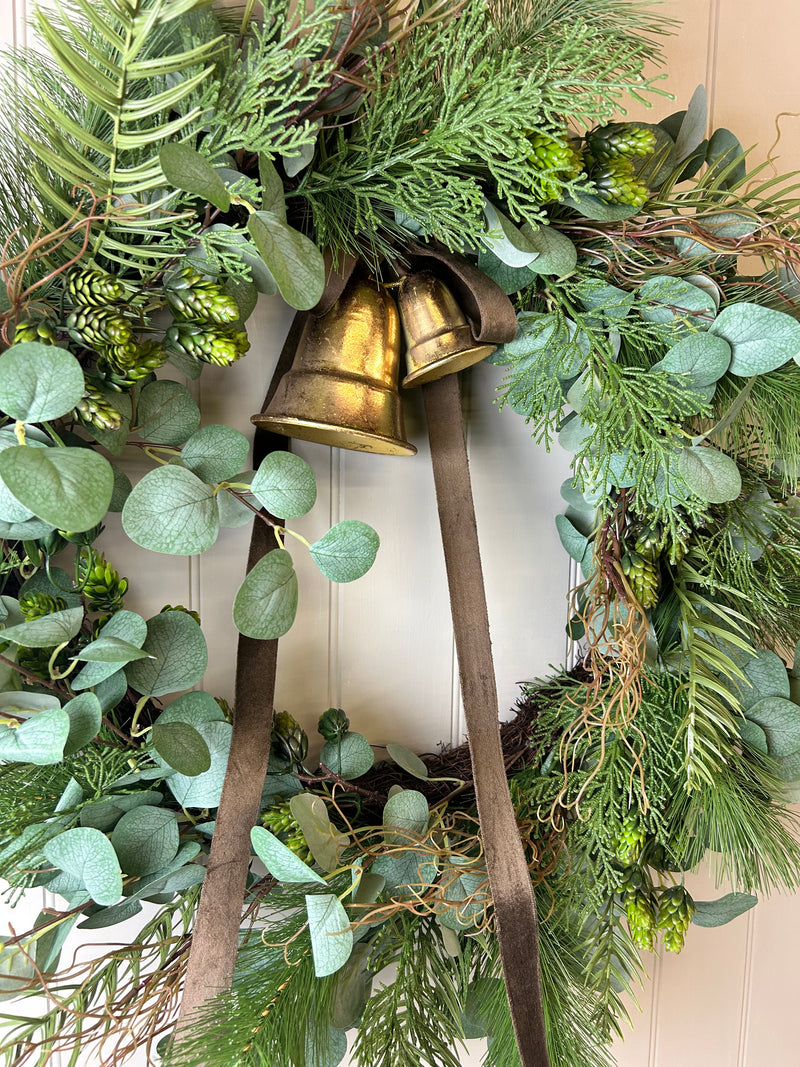 Extra Large Mixed foliage Green leaf & Fir Foliage Wreath 80cm
