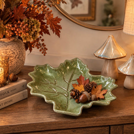 Dark Green autumn Leaf Plate Dish