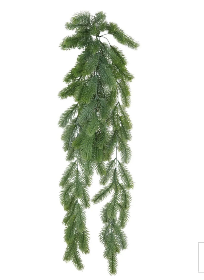Flocked Norfolk spruce trailing  garland pick swag 100cm