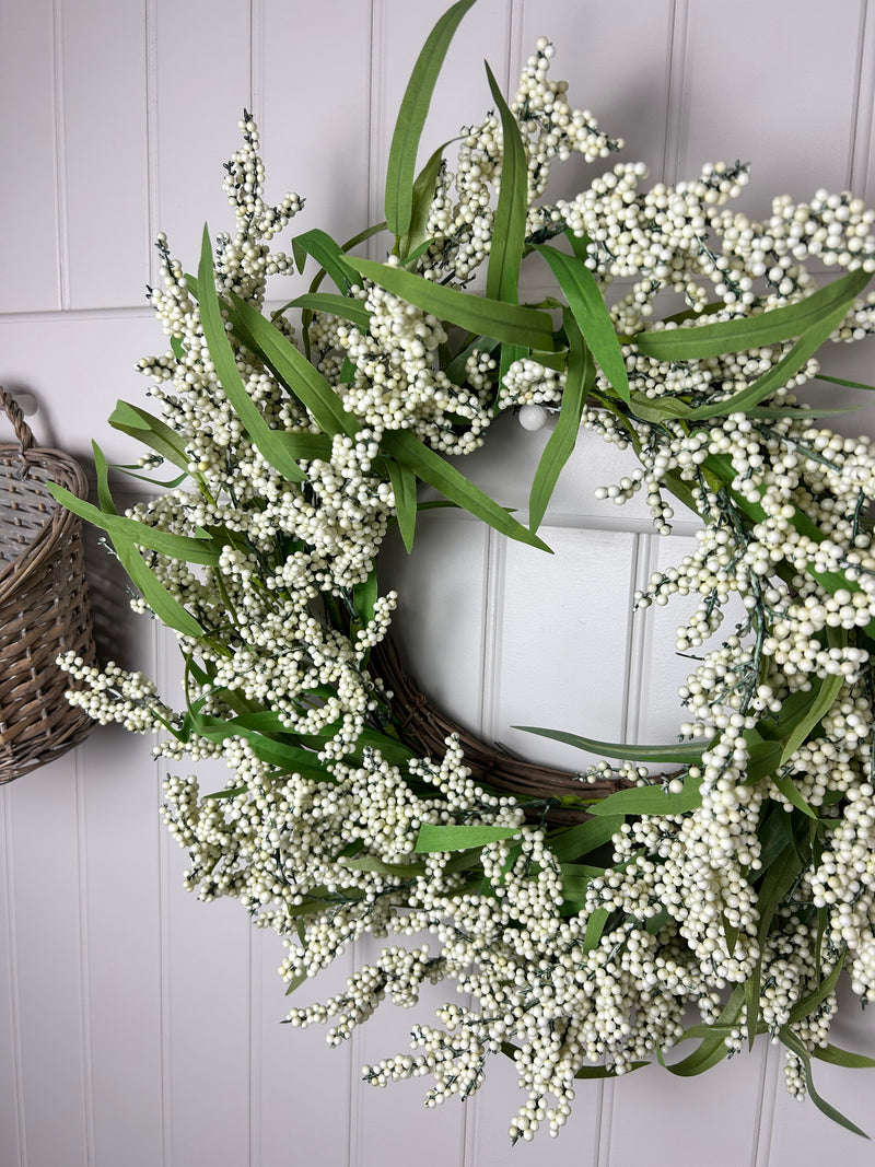 White summer berry choisya leaves wreath 55cm