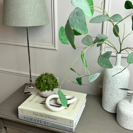 Ralph nickel tall slim lamp with green pistachio shade