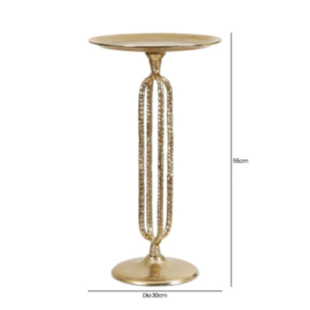 Gold metal textured side table 55cm