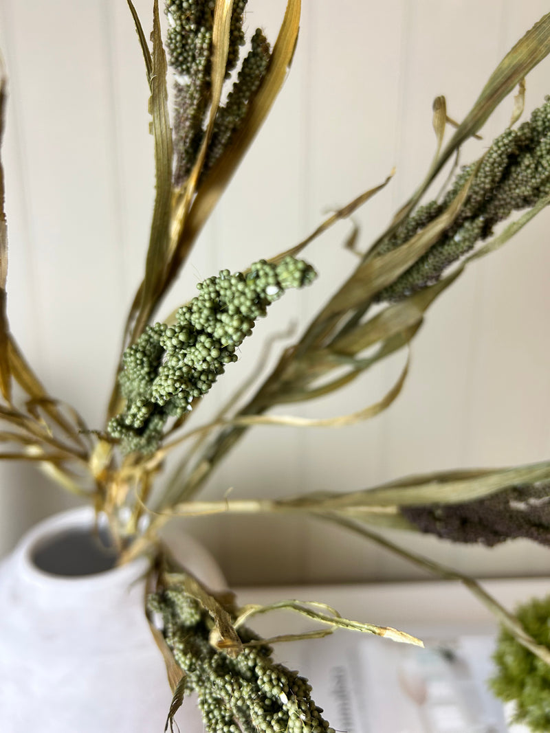 Dried Wheatgrass reed stem bunch green 65cm