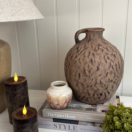 Ceramic Ripple Effect Stone Vase 25.5cm