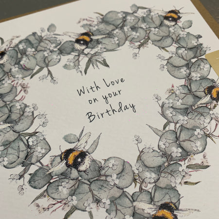 Eucalyptus & Bee Birthday Greeting Card