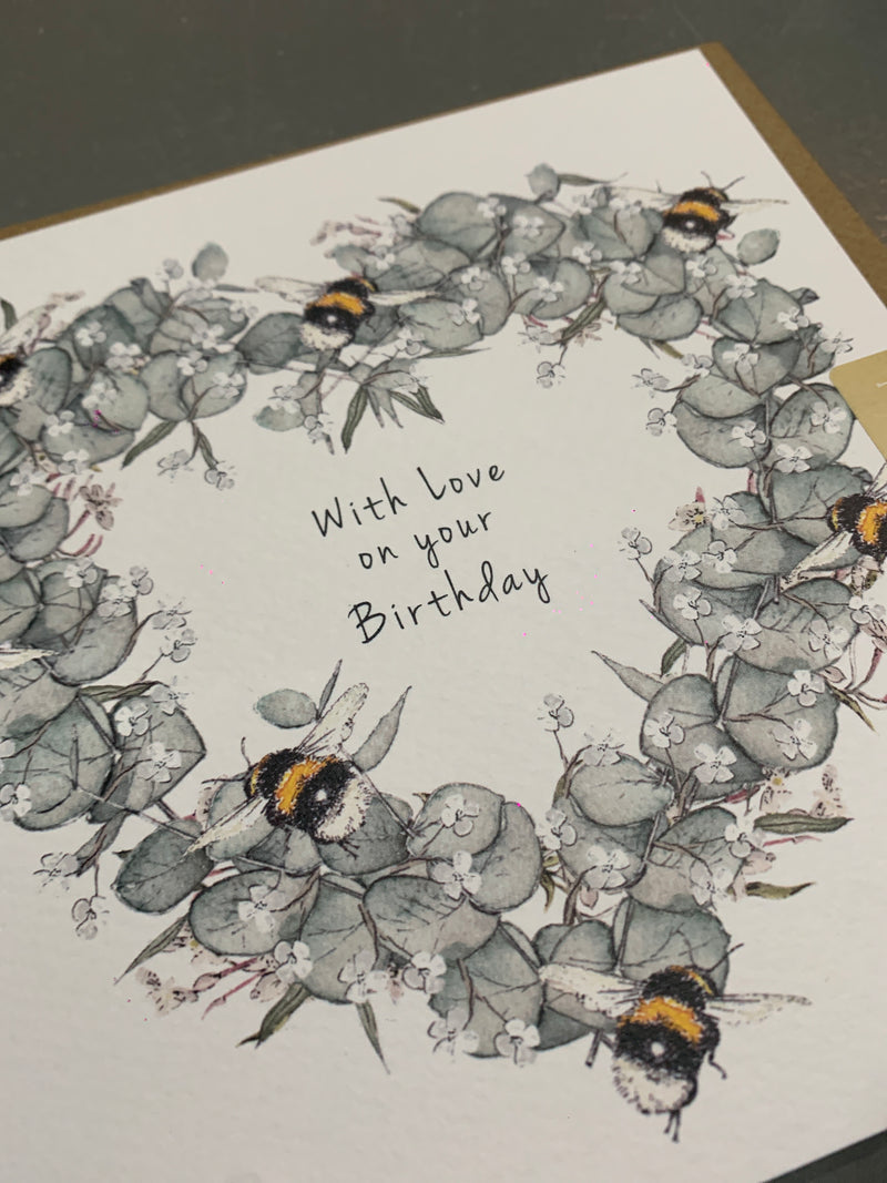 Eucalyptus & Bee Birthday Greeting Card
