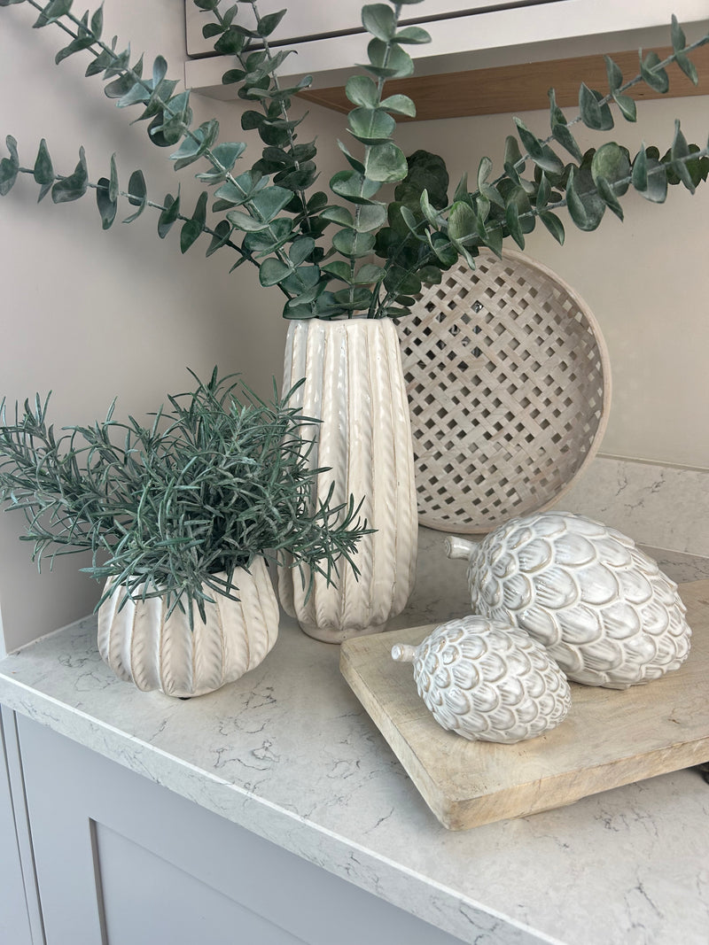 Osmington tall textured off white vase 28cm