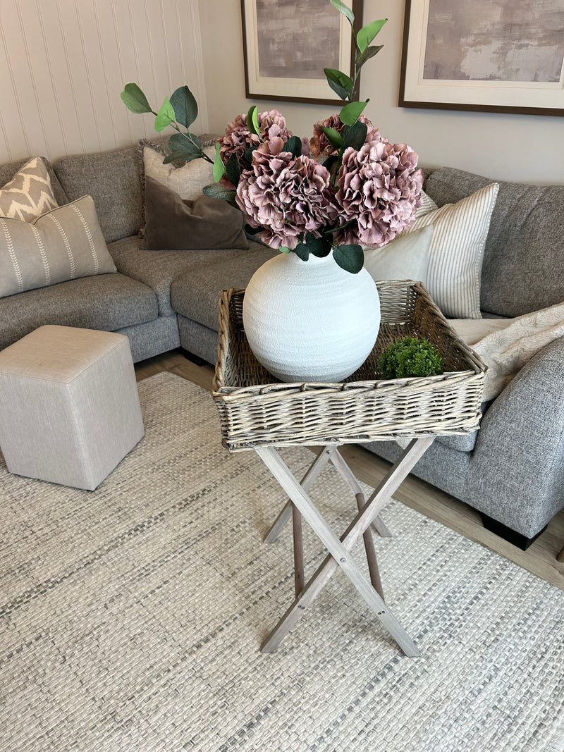 Distressed rustic wicker butlers tray