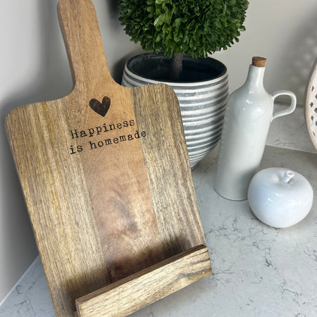 Happiness is homemade wooden recipe stand 27cm