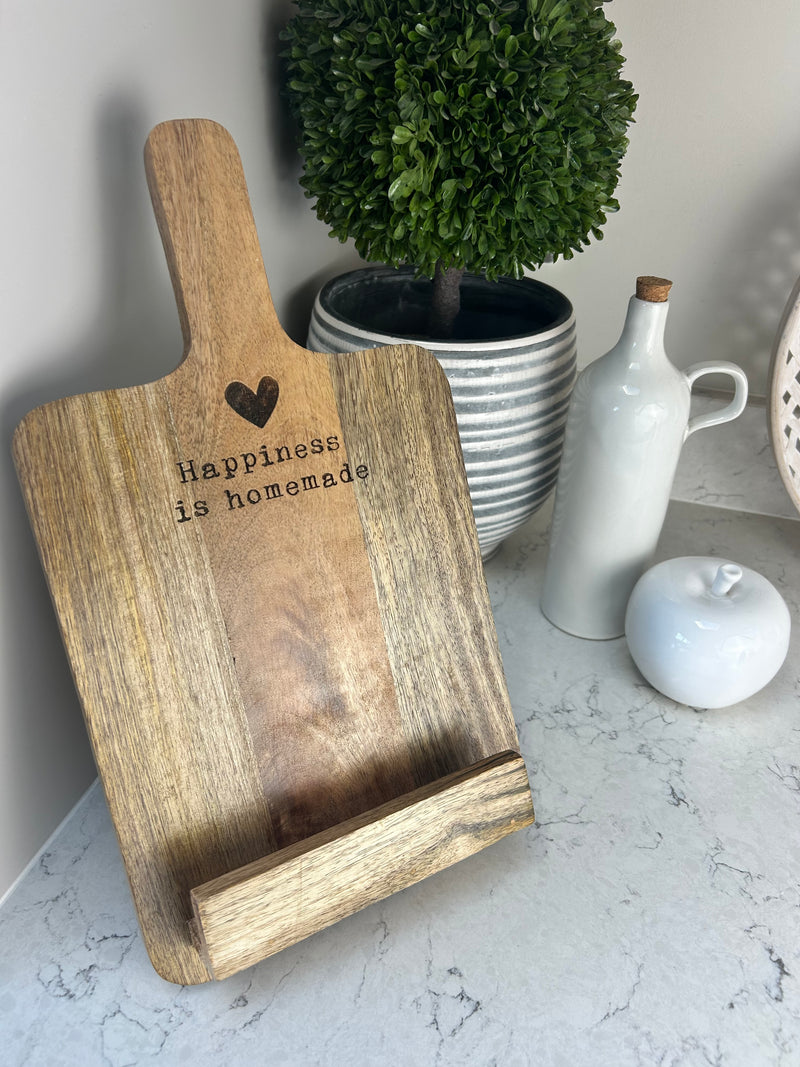 Happiness is homemade wooden recipe stand 27cm