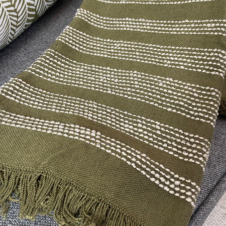 Jour woven throw olive green