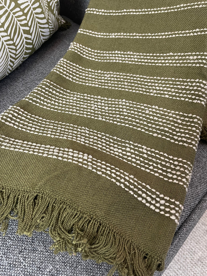 Jour woven throw olive green