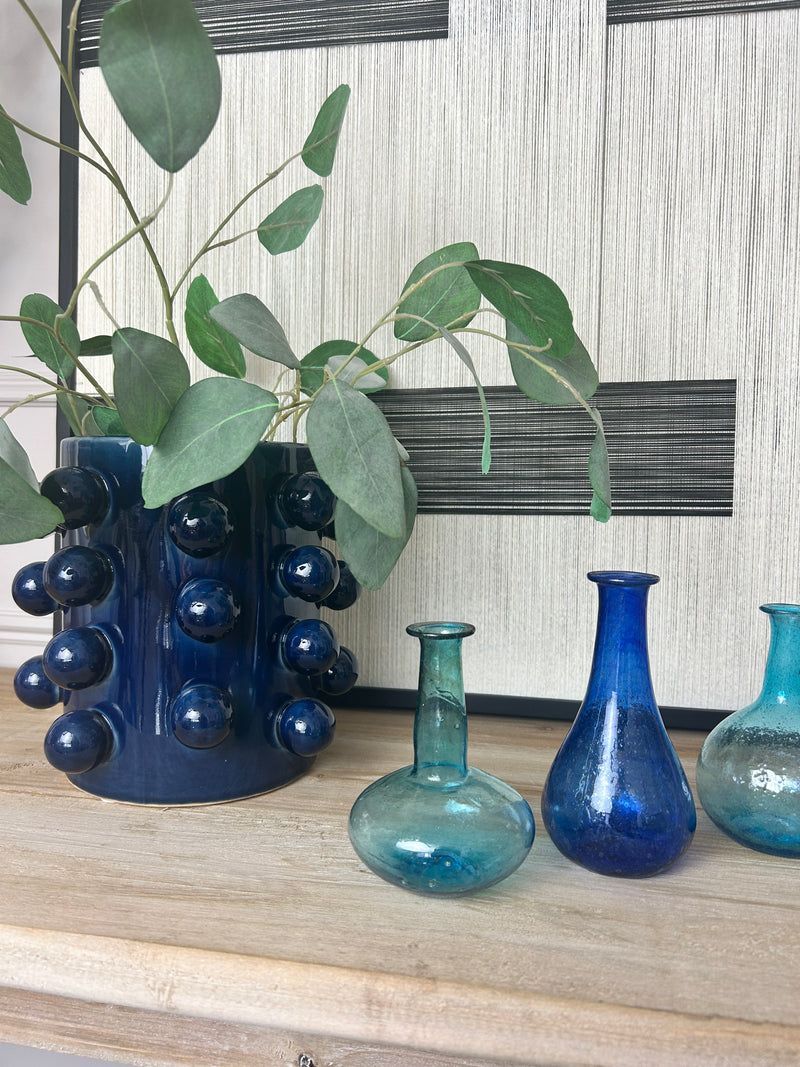 Set of 3 handmade glass bottles bud vases