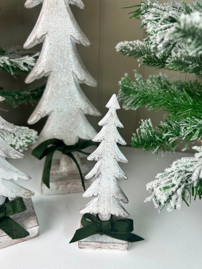 Snowy White Wash Standing Christmas trees, 3 Sizes