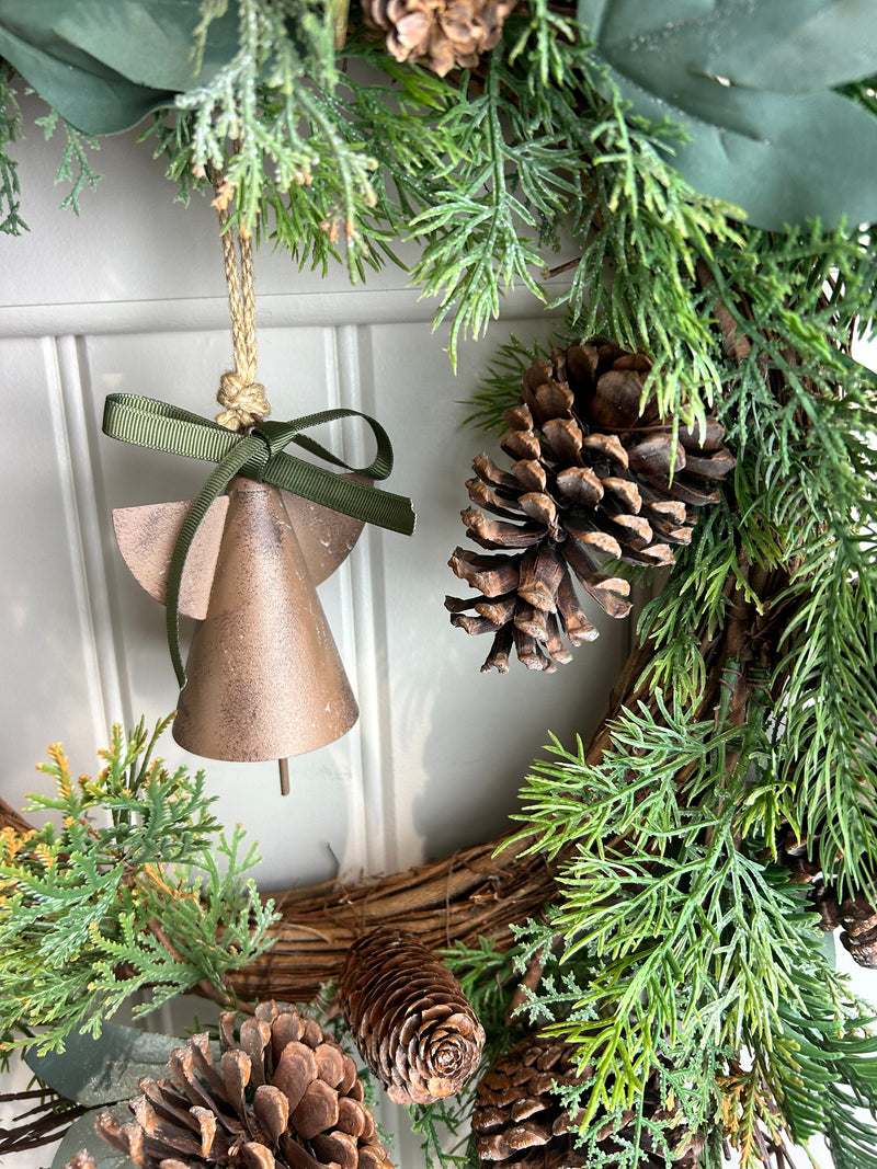 Hanging rustic Metal angel bell hanger