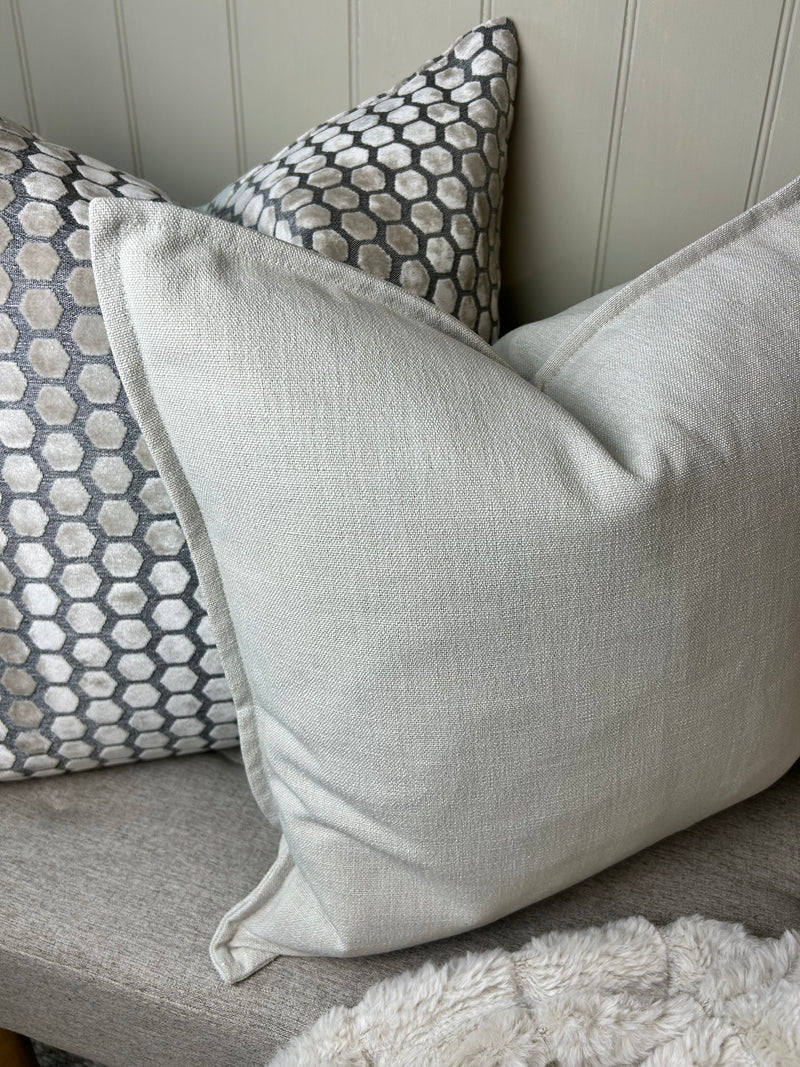 Heavy Linen Natural Mix Feather Filled luxe luxury cushion 45cm