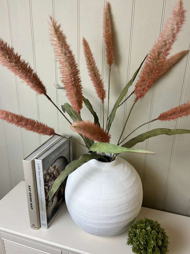 Pink Pennisetum Spray with Leaves 90cm