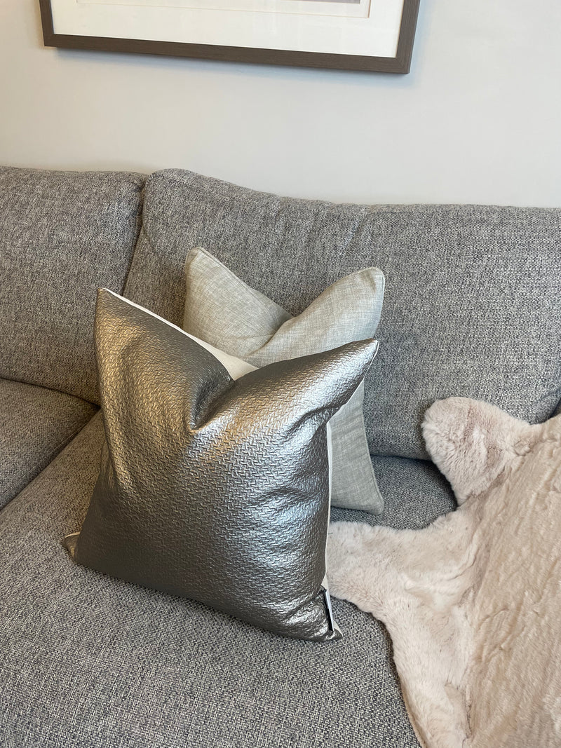 Bronze champagne metallic textured cushion