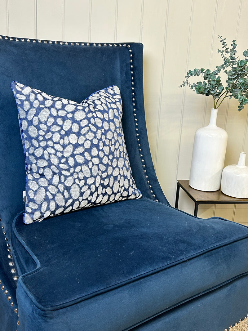 Navy Grey Pebble Texture Cushion 43cm