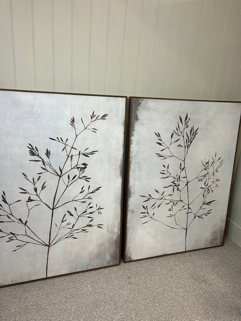 Neutral Autumnal Trees framed Hessian Canvas 2 styles