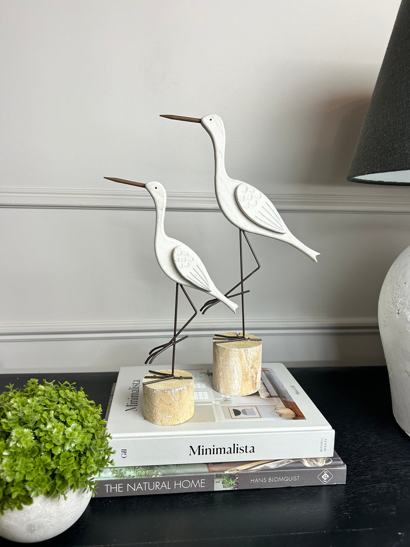 Heron bird Ornament With Metal Legs, Two Sizes