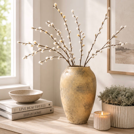 Clay stone look brown rustic vase