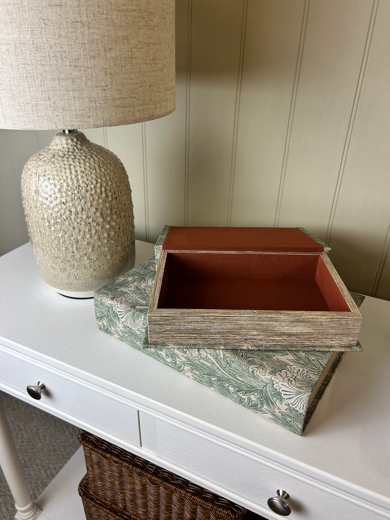 Set of Two Floral Green Leaf Storage Books