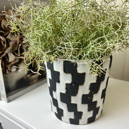 Large Ceramic rustic checker plant pot