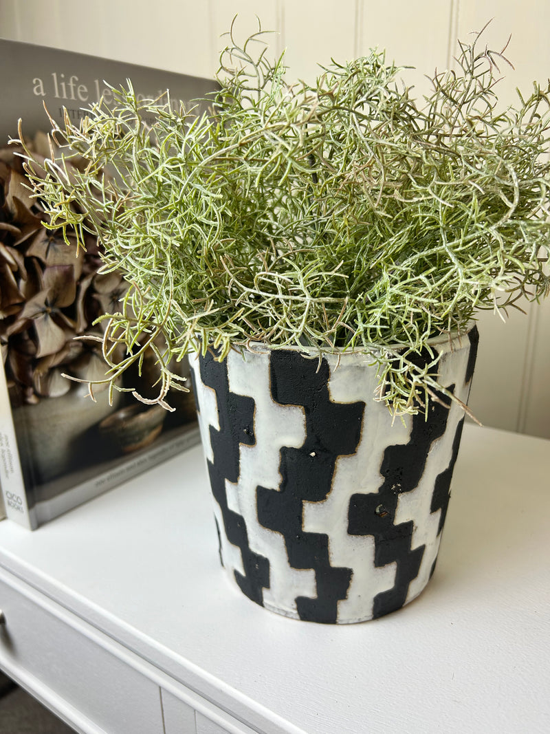 Large Ceramic rustic checker plant pot