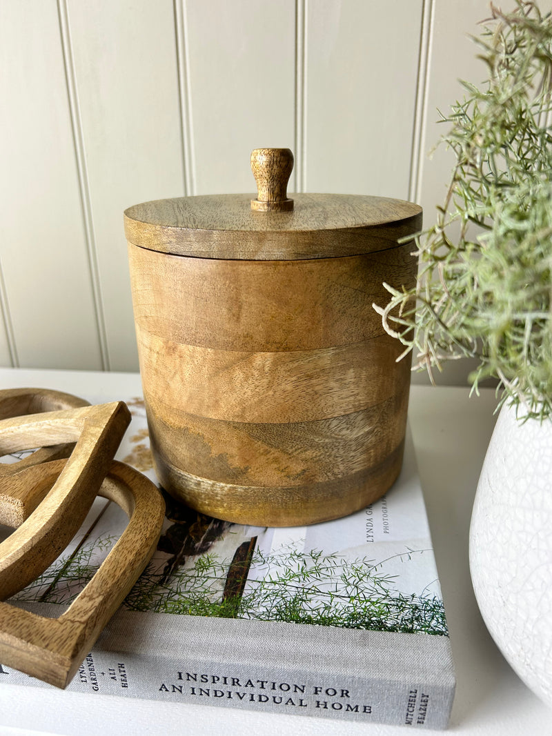 Wooden storage pot jar with lid