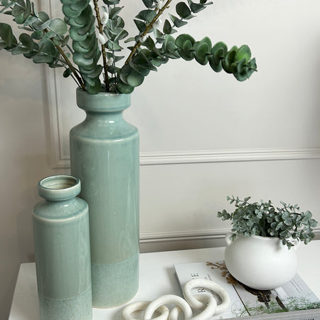 Marine Soft Green Reactive Texture Slim Tall Vase, 3 Sizes