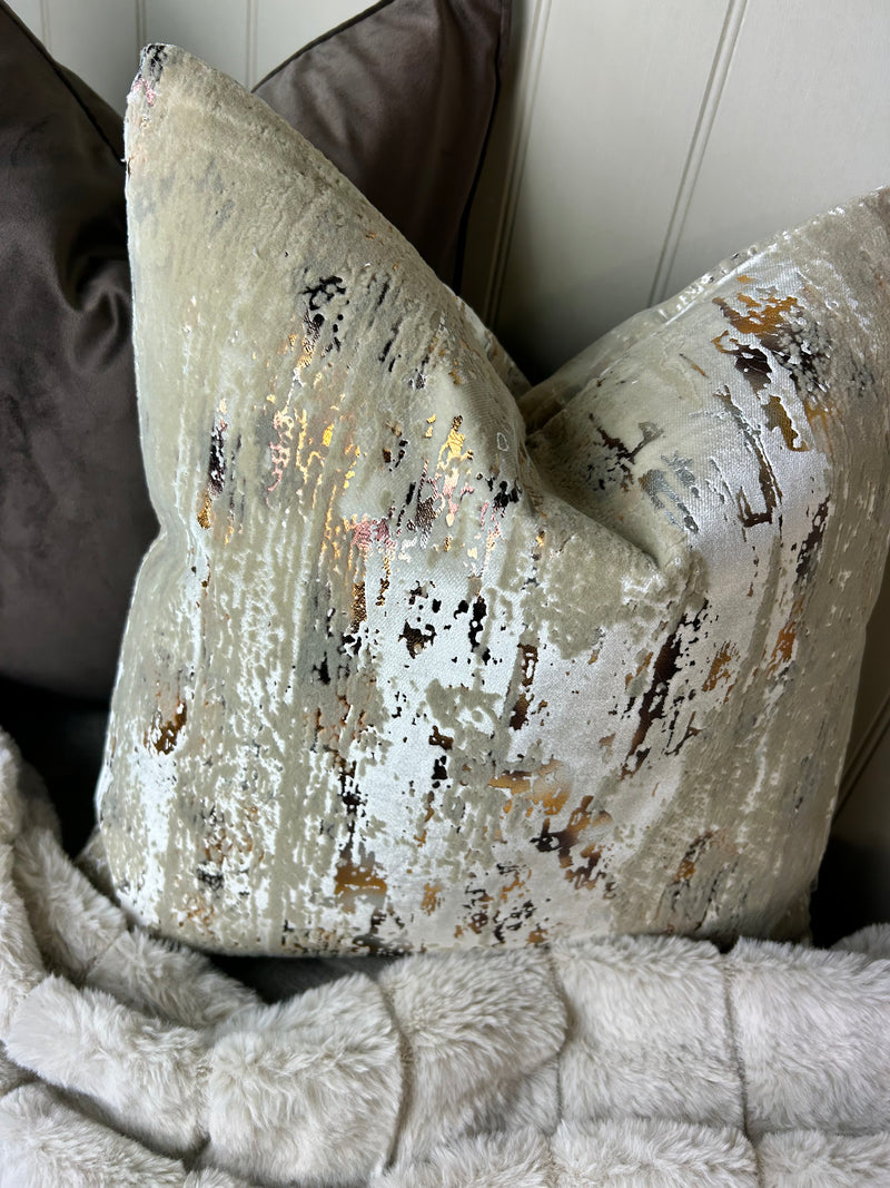Torcello Natural Taupe beige Bronze Gold Feather Cushion 45cm & 56cm