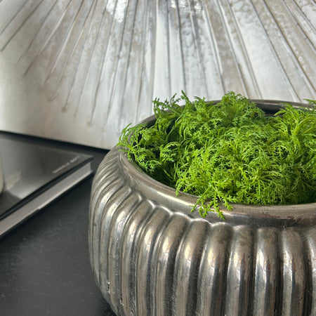 Bronze Pewter Ribbed Ceramic Planter