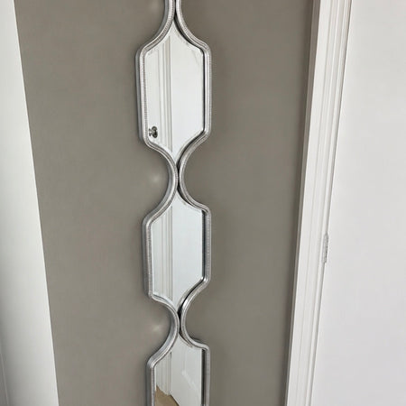 Tall slim square silver mirror