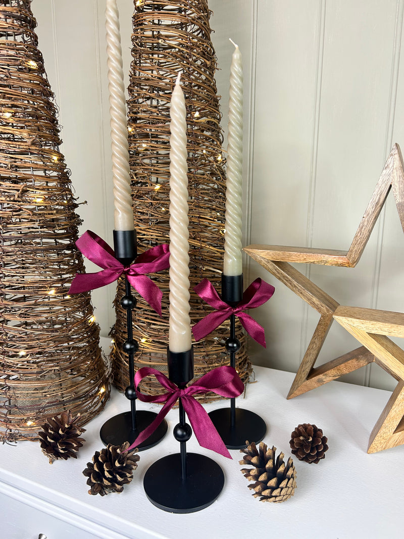 Bobble Black Metal Candlesticks, 3 Sizes