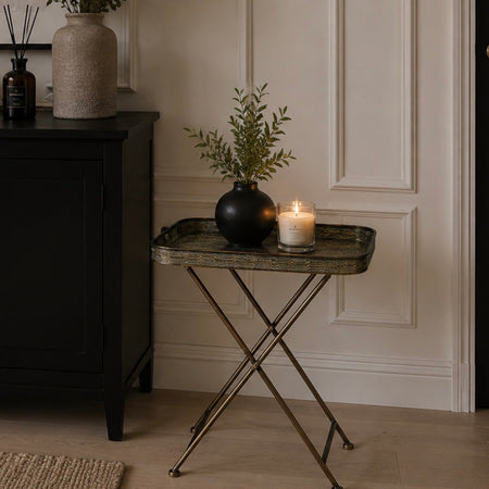 Brass gold metal butlers tray table