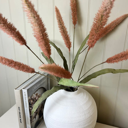 Pink Pennisetum Spray with Leaves 90cm