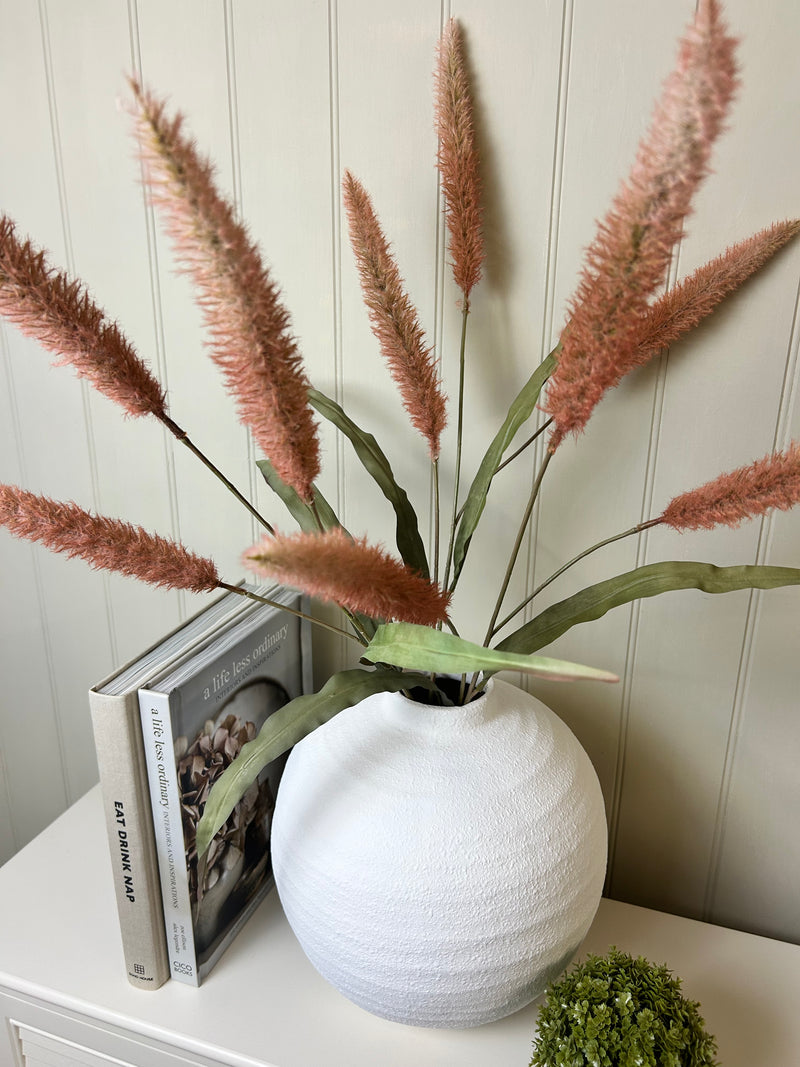 Pink Pennisetum Spray with Leaves 90cm