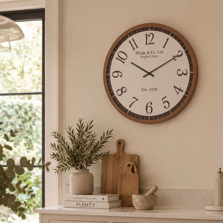 Dark wood effect clock 62cm