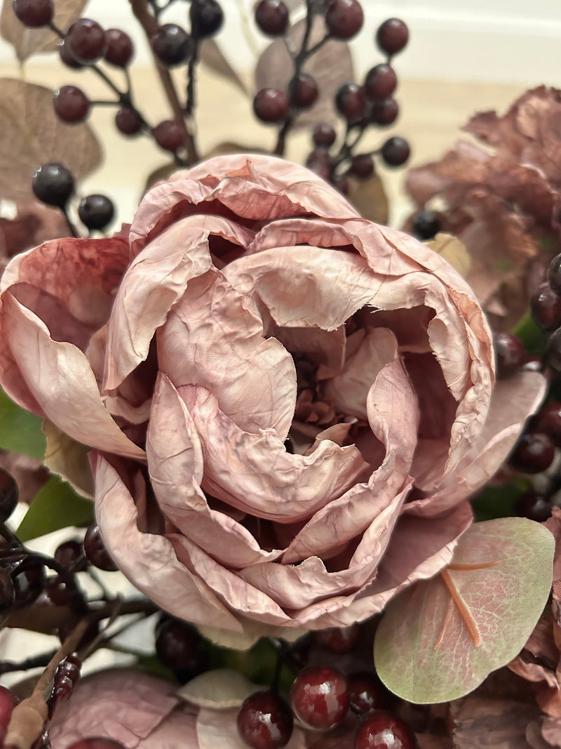 Dried real feel mauve peony 48cm