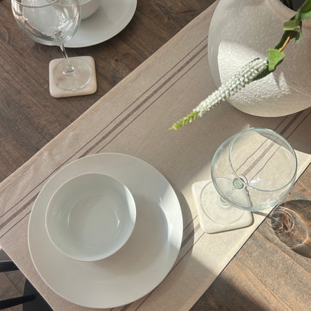 Brown cream stripe table runner 40x150cm