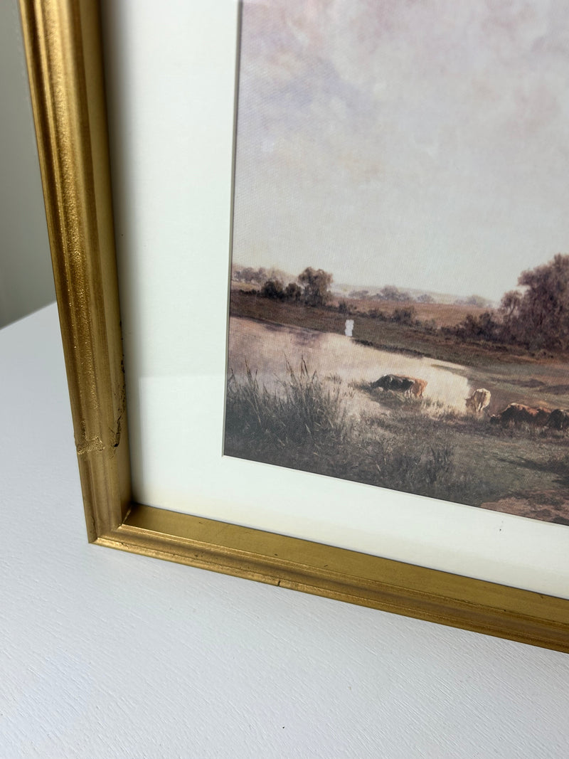 Countryside gold framed prints 2 styles antique look