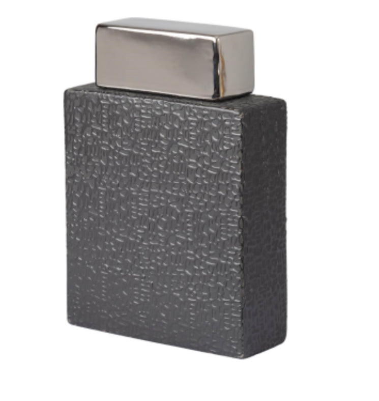 Black silver ceramic textured lidded ginger jars