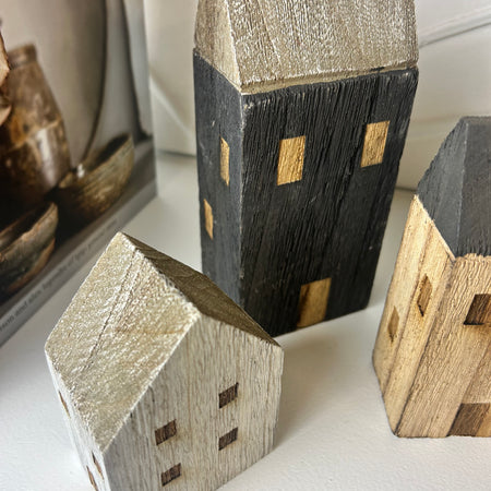 Set of 3 Wooden houses mixed