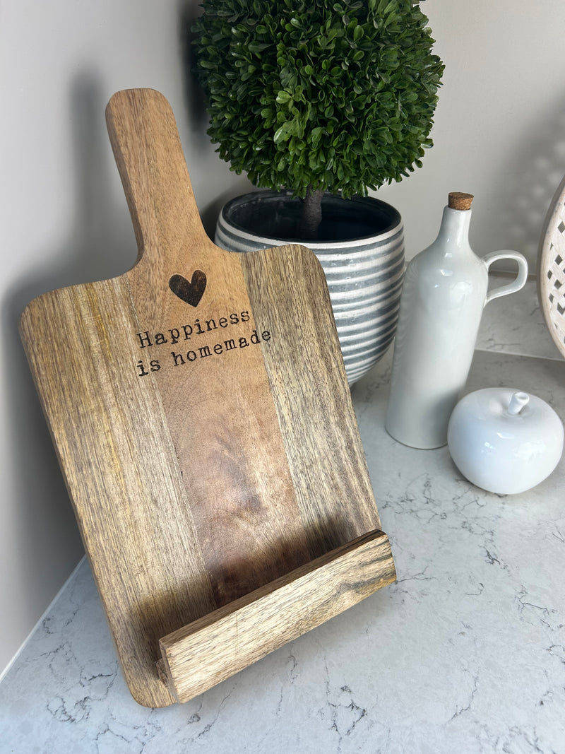 Happiness is homemade wooden recipe stand 27cm