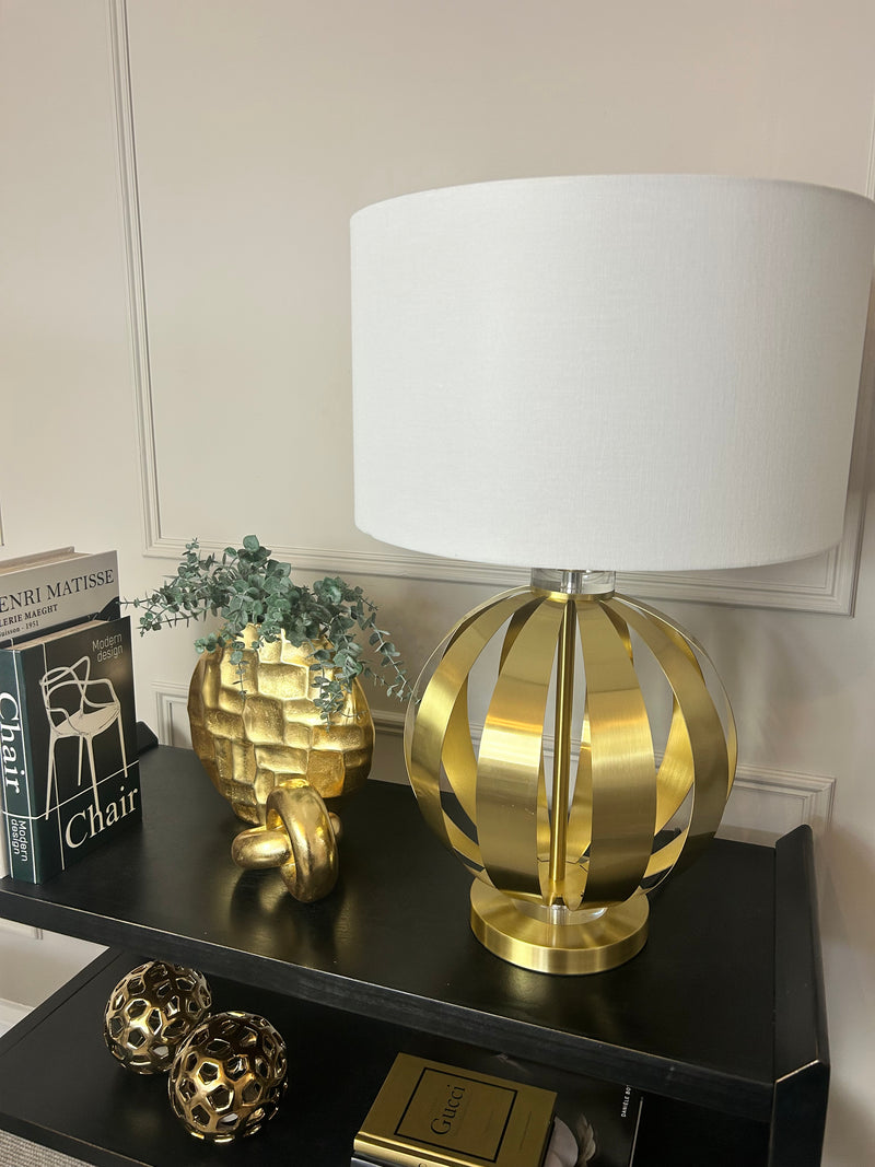 Darcy stone rustic lamp with linen shade
