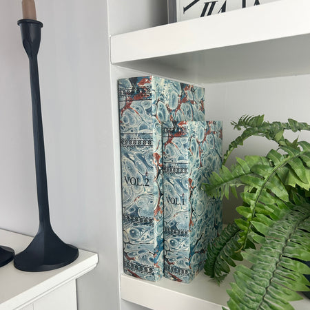 Set of Two Marble blues Water Effect Storage Books