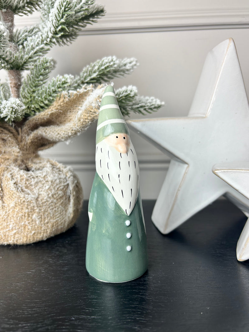 Green and white ceramic tall gonk, 2 Sizes